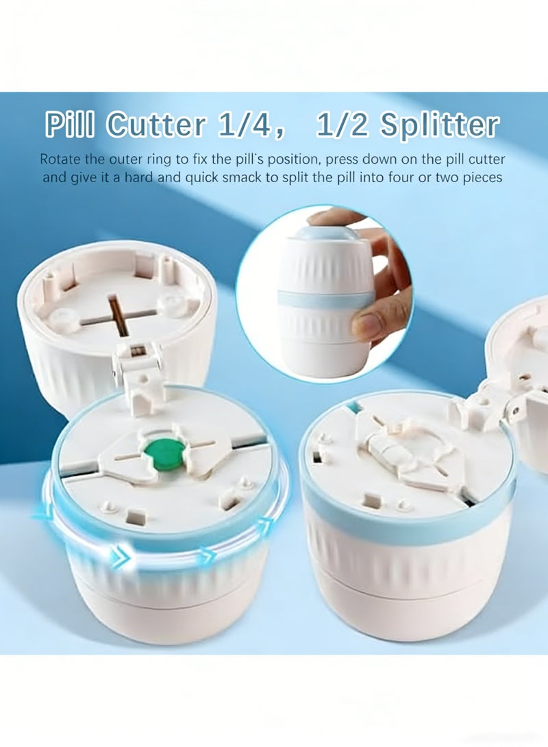 قارِم أقراص محمول 4 في 1 مع مطحنة ومُقسّم ومنظّم، يشمل فرشاة تنظيف سهلة، مطحنة وحافظة صغيرة للأقراص - Image 3